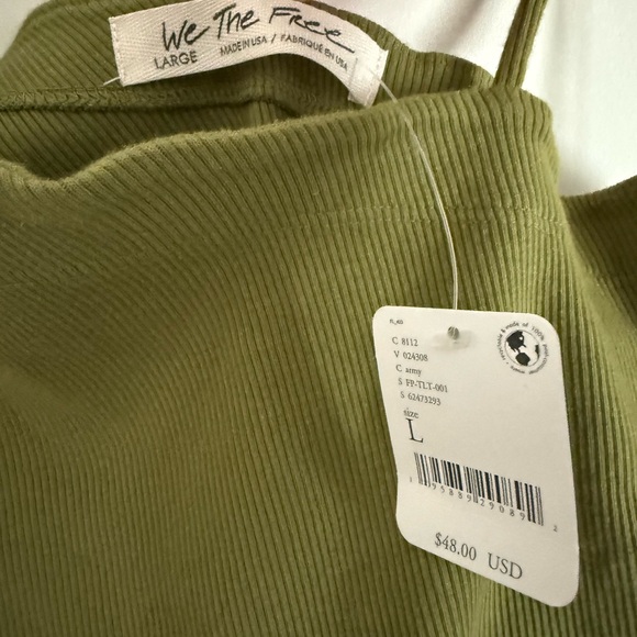 Olive Green Ribbed One-Shoulder Top - Picture 3 of 3